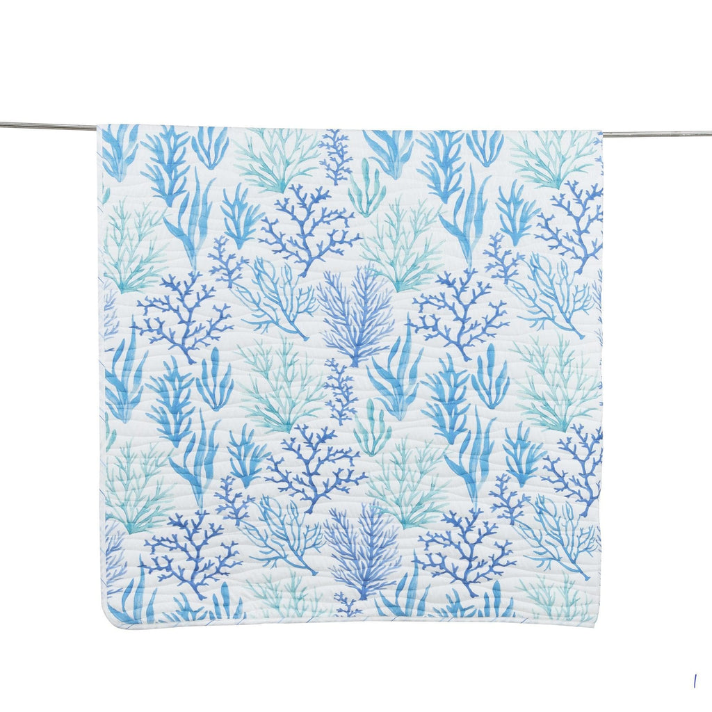Coastal Blue Coral Quilt Amelia Island 3PC - Lightweight Microfiber