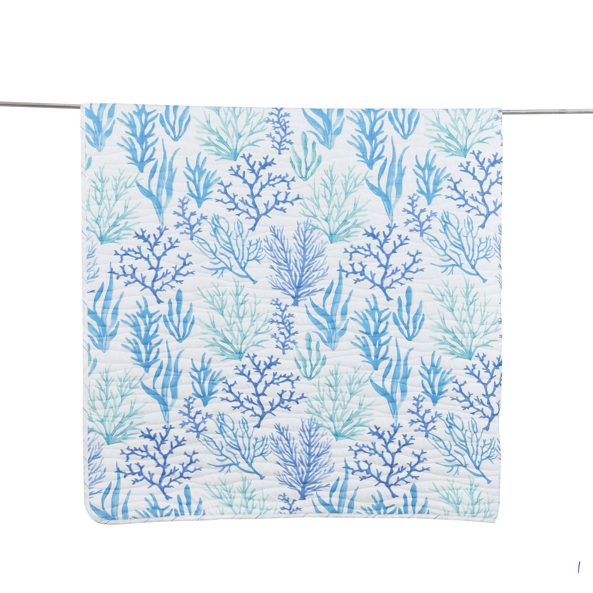Coastal Blue Coral Quilt Amelia Island 3PC - Lightweight Microfiber