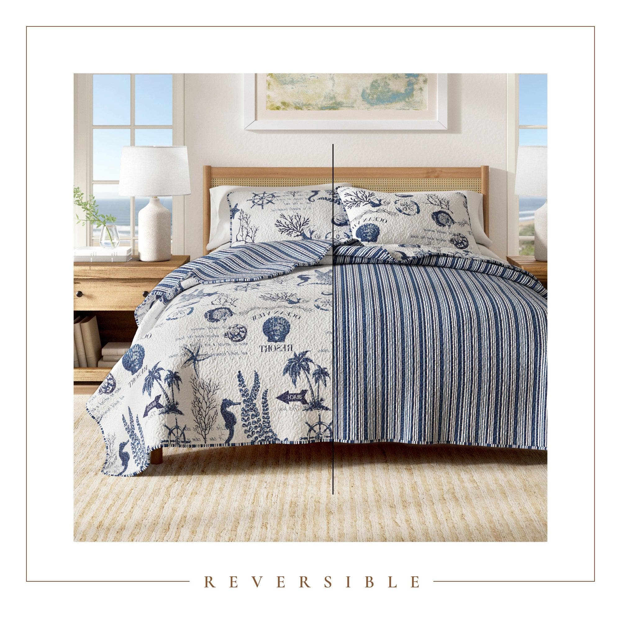 Coastal Catalina Quilt Set 3PC - Lightweight Microfiber