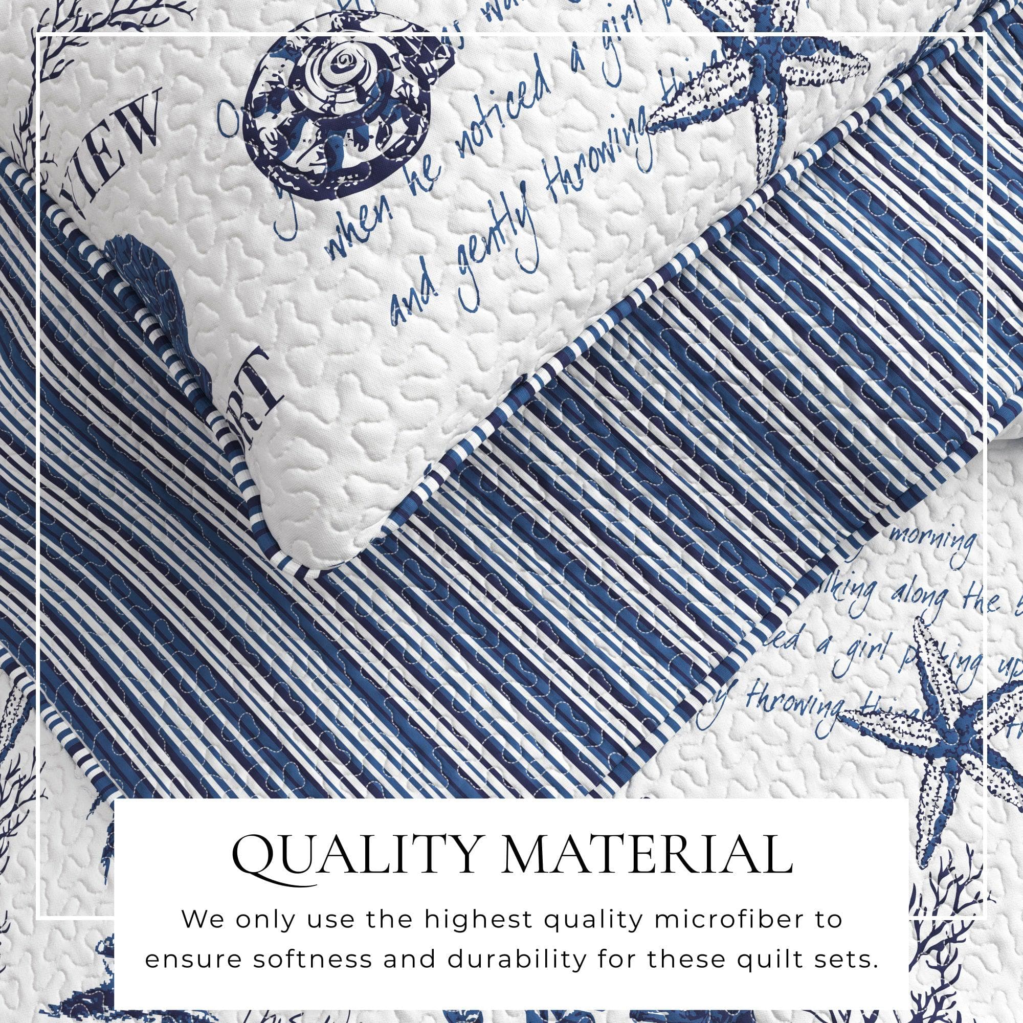 Coastal Catalina Quilt Set 3PC - Lightweight Microfiber