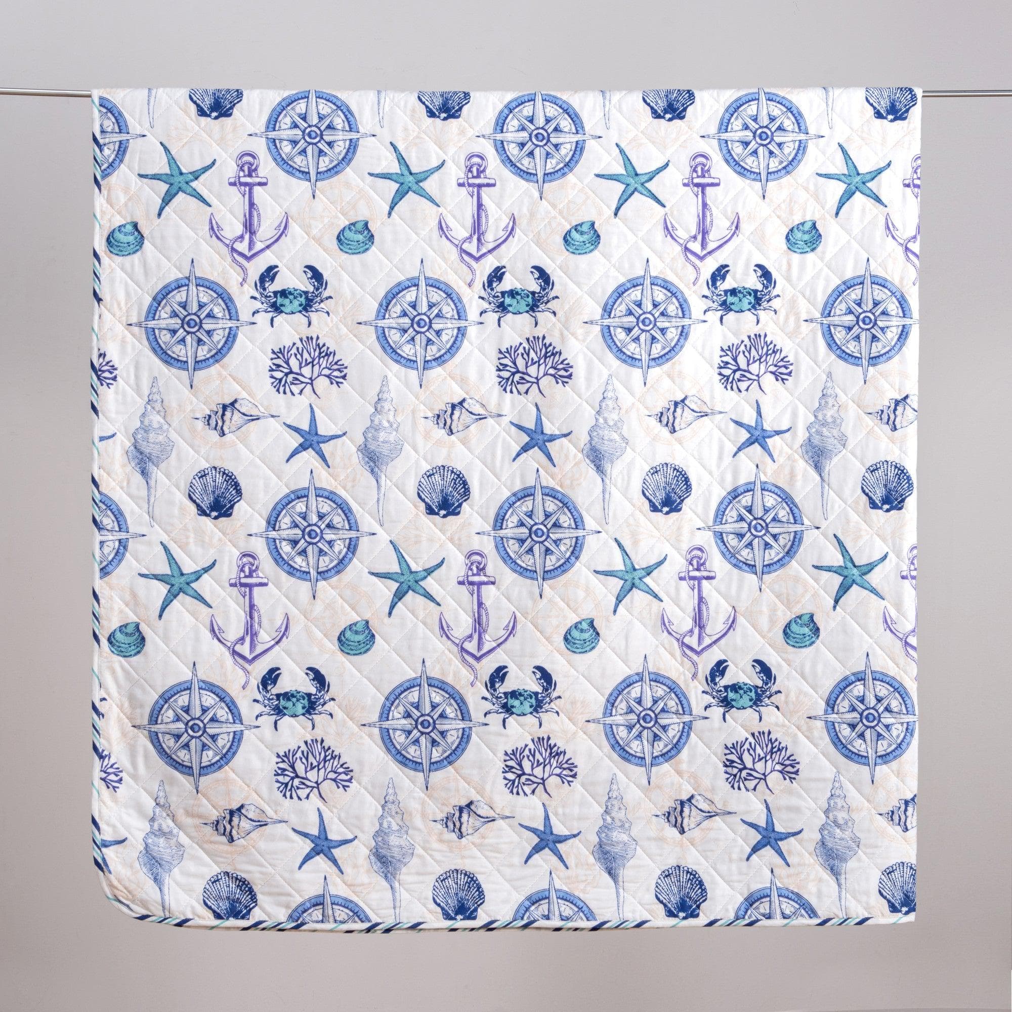 Coastal Azure Cotton Quilt Set 3PC - Blue Coastal Bedding Sets
