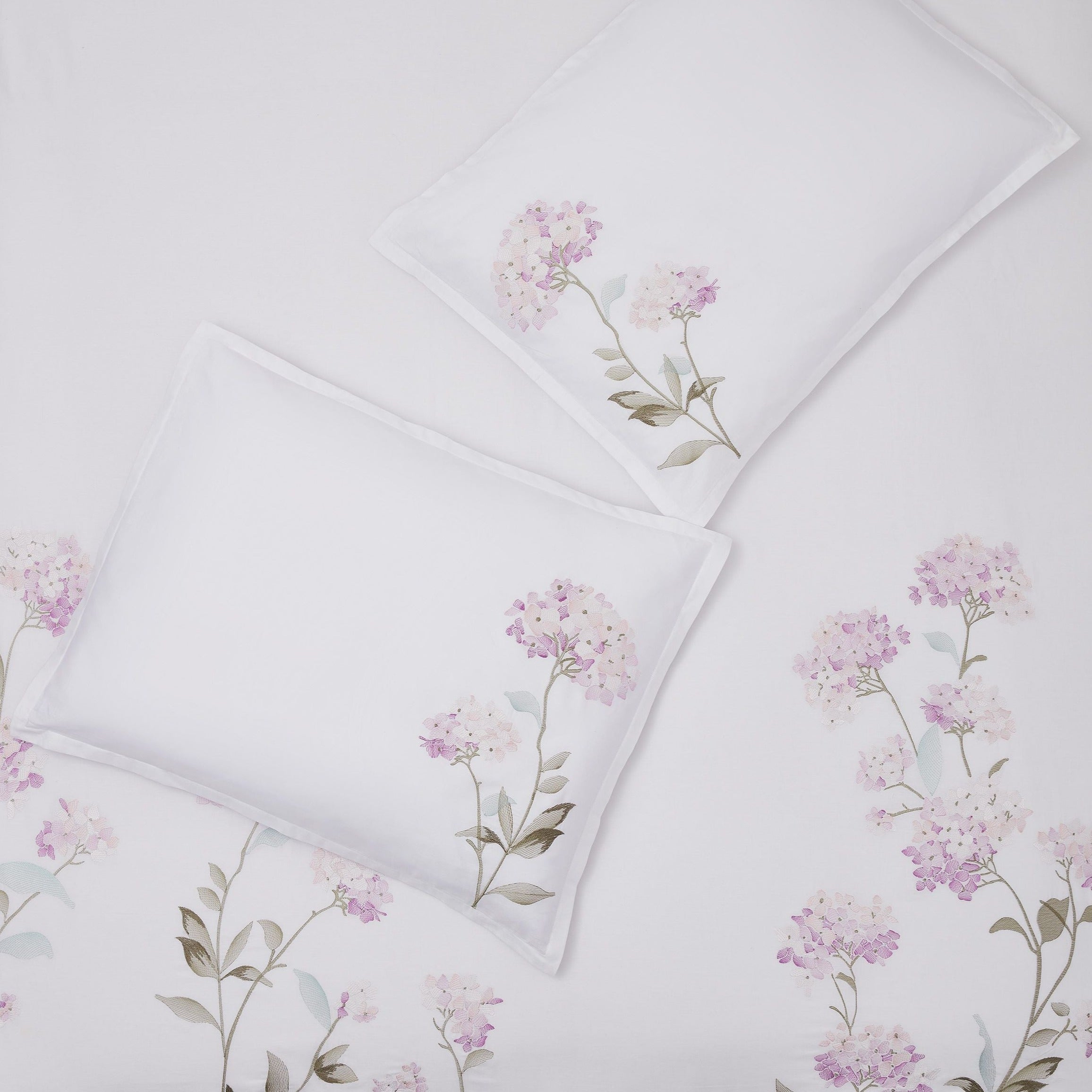 Hydrangea Floral 100% Cotton Embroidered Duvet Cover Set
