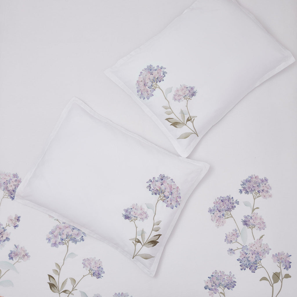 Hydrangea Floral 100% Cotton Embroidered Duvet Cover Set