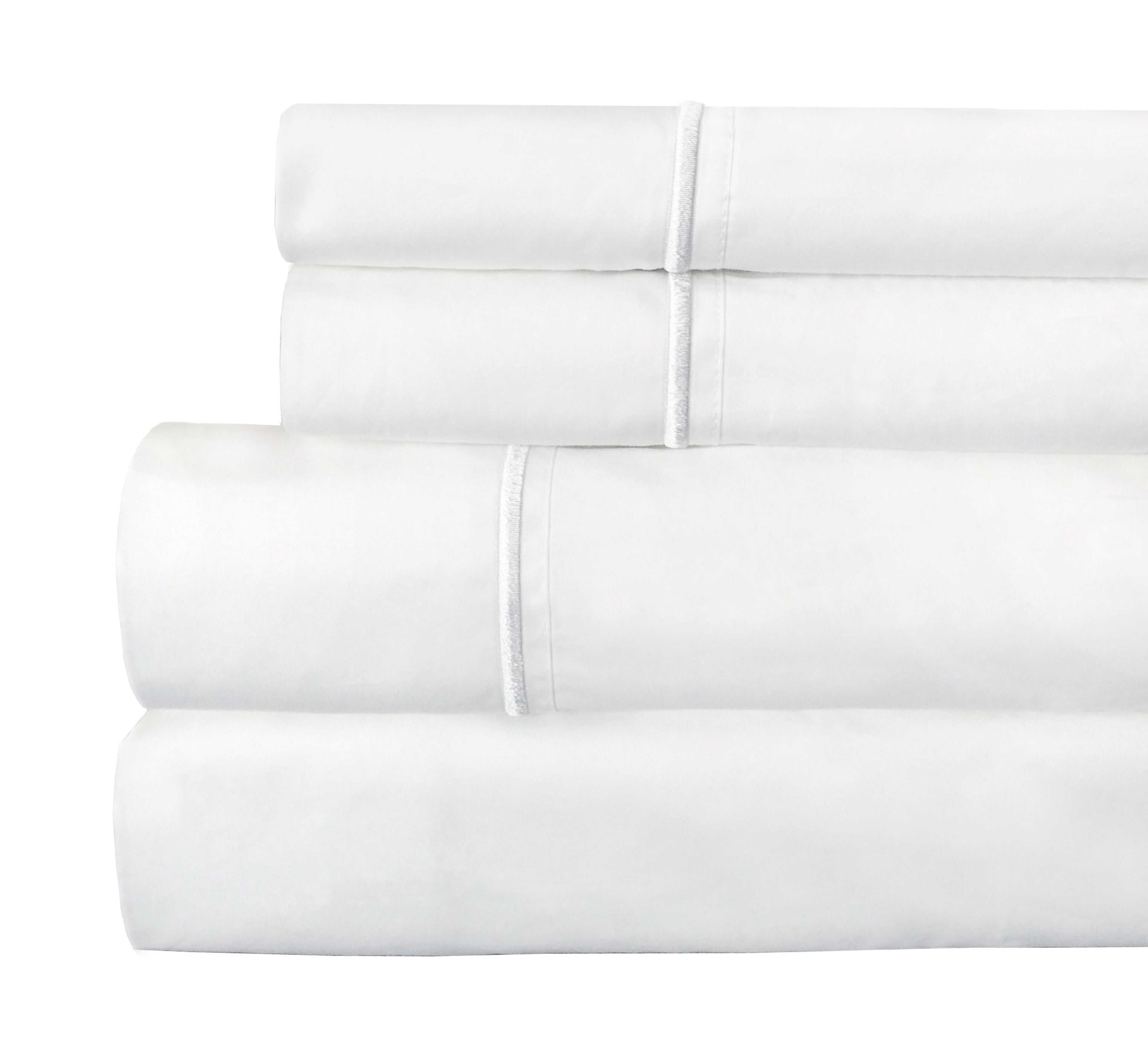 Single Stripe Embroidered 300TC 100% Cotton Percale Sheet Set
